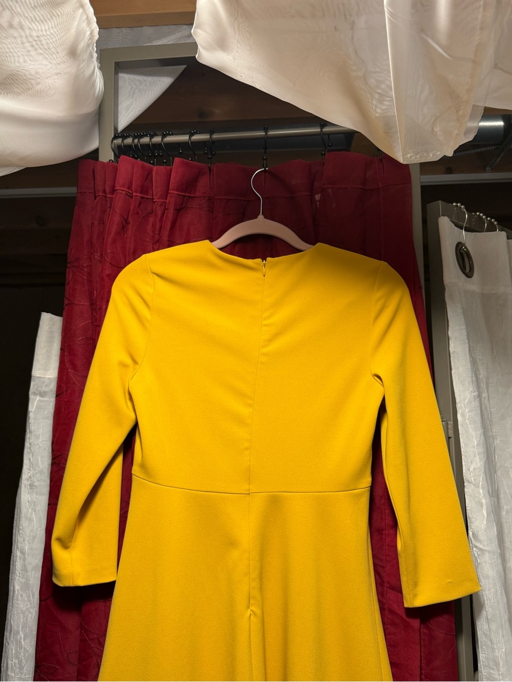 Calvin Klein Mustard Yellow A-Line Long Sleeve Dress - Picture 4 of 5